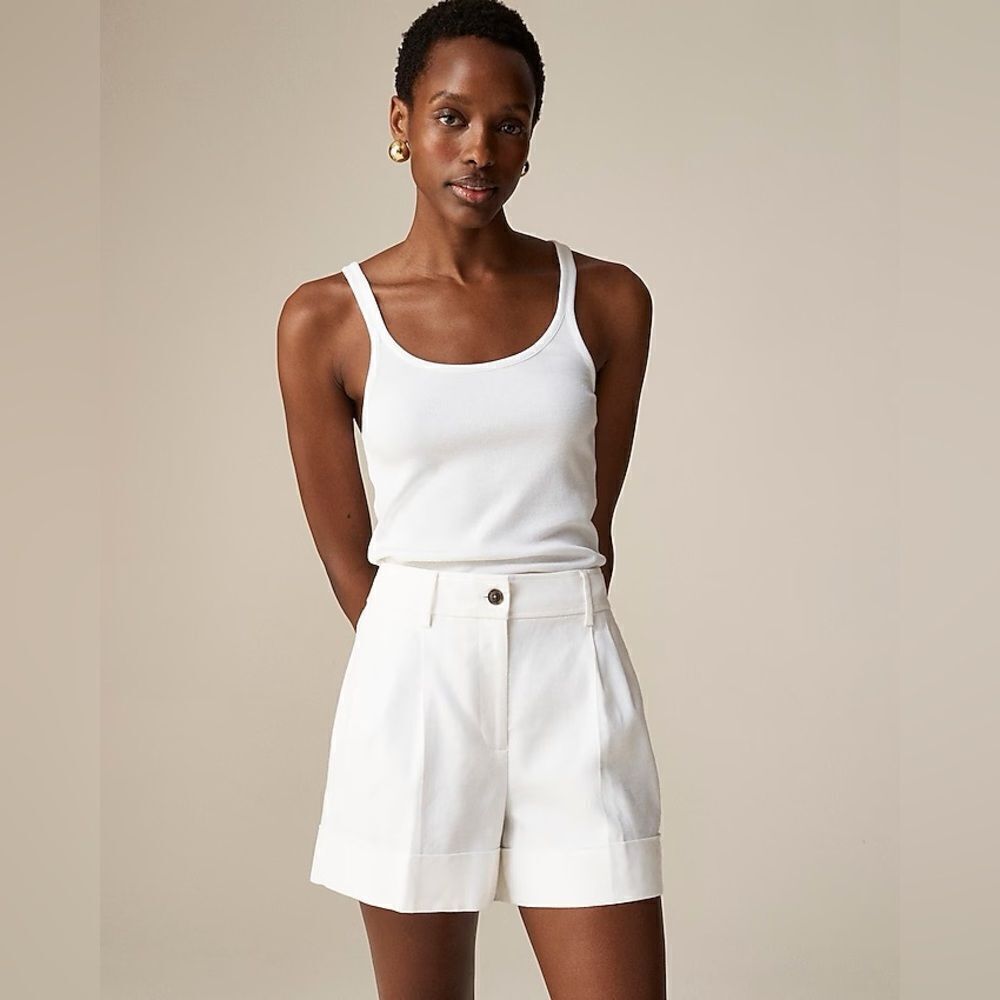 NWT J CREW Remi short in stretch linen blend in white - Picture 2 of 5